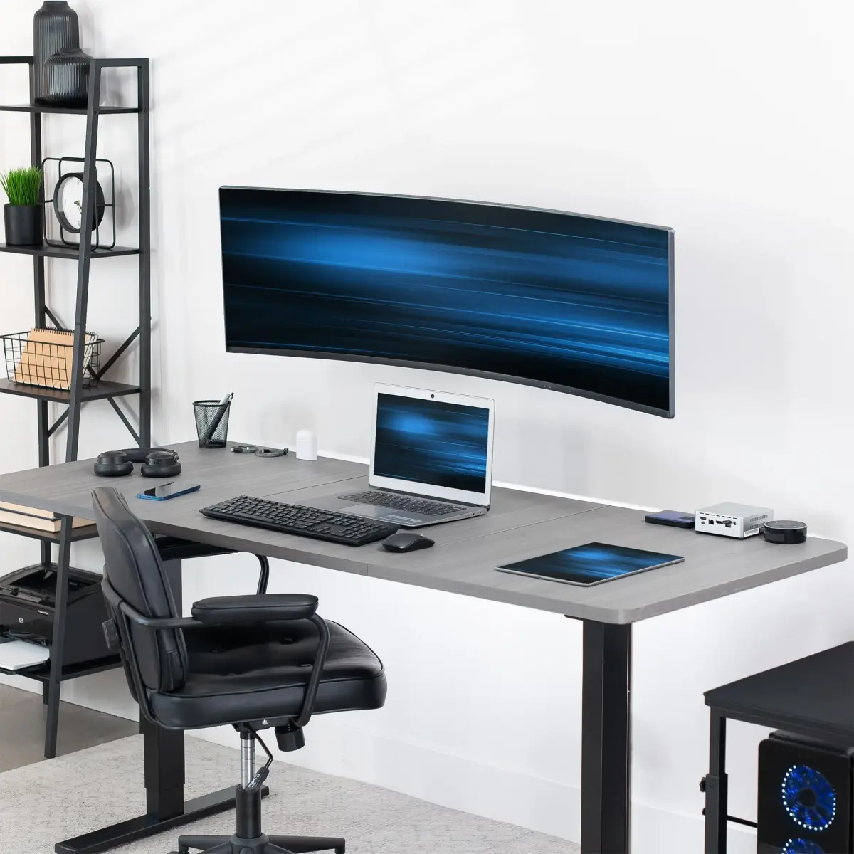 VIVO Black Heavy Duty Monitor Mount Wall Bracket for Ultrawide Screens up to 49 inch | 6.3 inch Height Adjustment - view 2