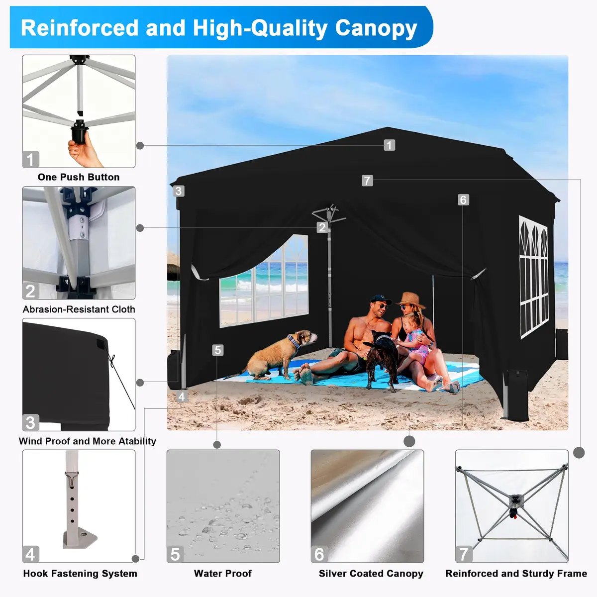 SANWAY 10x10 Pop Up Canopy with Sidewalls x 4 | Waterproof & UV-Resistant Outdoor Shelter - view 5