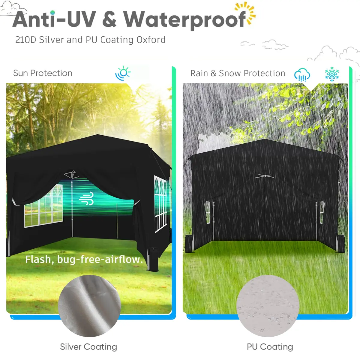 SANWAY 10x10 Pop Up Canopy with Sidewalls x 4 | Waterproof & UV-Resistant Outdoor Shelter - view 2