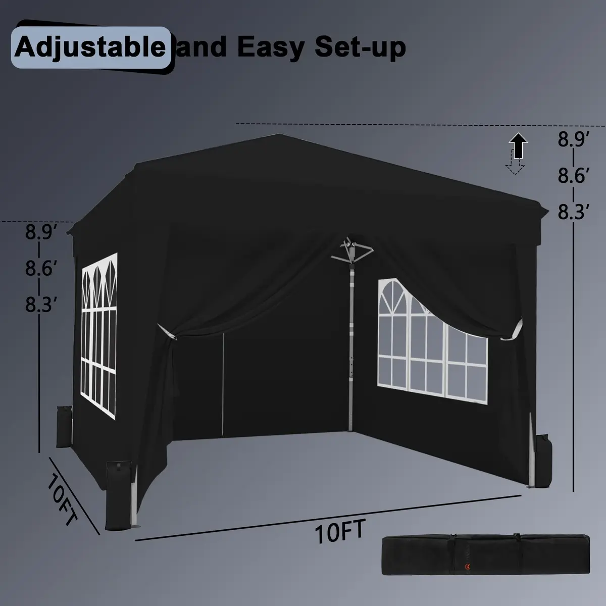 SANWAY 10x10 Pop Up Canopy with Sidewalls x 4 | Waterproof & UV-Resistant Outdoor Shelter - view 3