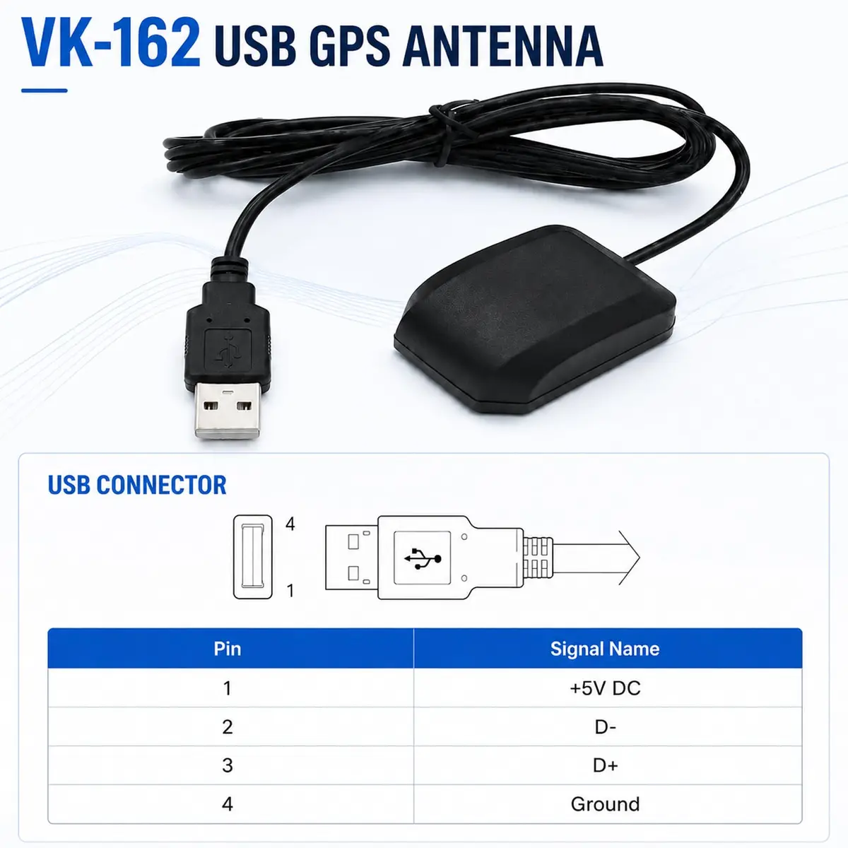 Geekstory VK-162 G-Mouse USB GPS Receiver Dongle with External Antenna for Raspberry Pi & Windows/Linux - 2 Pack | 50-Channel Navigation Module - view 3