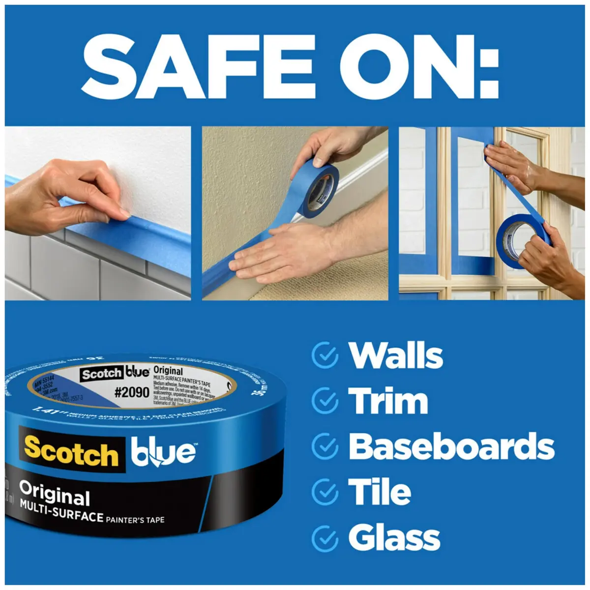 ScotchBlue Original Multi-Surface Painter's Tape 0.94 in x 60 Yds (6 Rolls) | Protects Surfaces, Removes Easily, Indoor/Outdoor Use - view 2