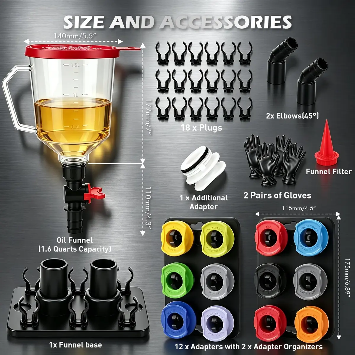 SEDY 22-Piece Engine Oil Funnel Kit with Magnetic Base & 1.59 QT No-Spill Funnel | Hands-Free Oil Filling for Cars & Motorcycles - view 4