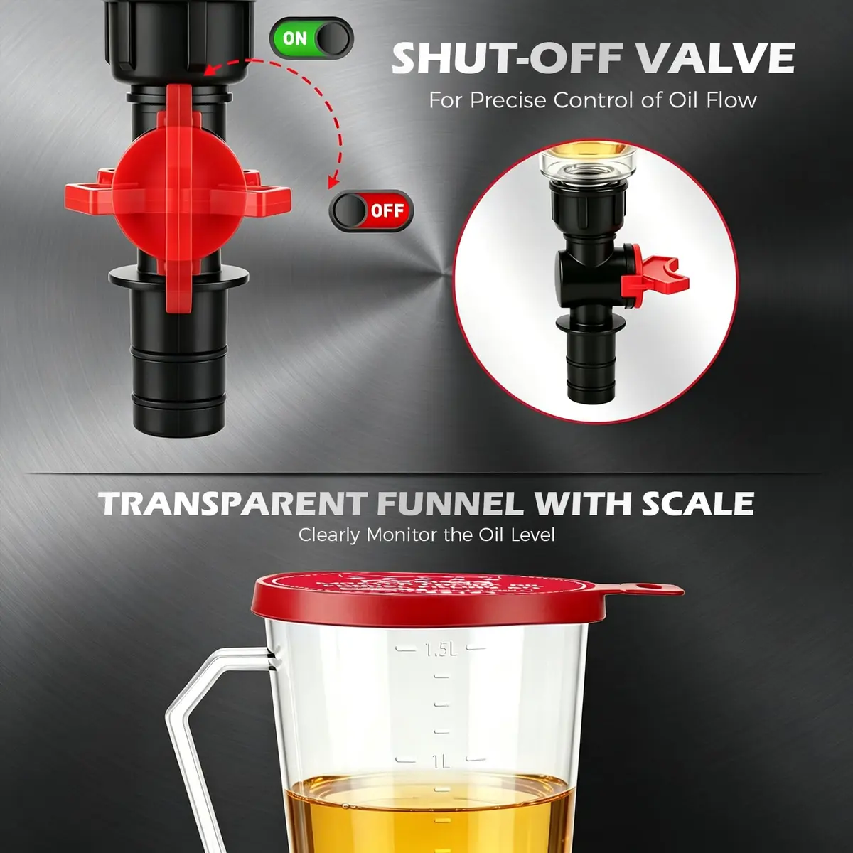 SEDY 22-Piece Engine Oil Funnel Kit with Magnetic Base & 1.59 QT No-Spill Funnel | Hands-Free Oil Filling for Cars & Motorcycles - view 5
