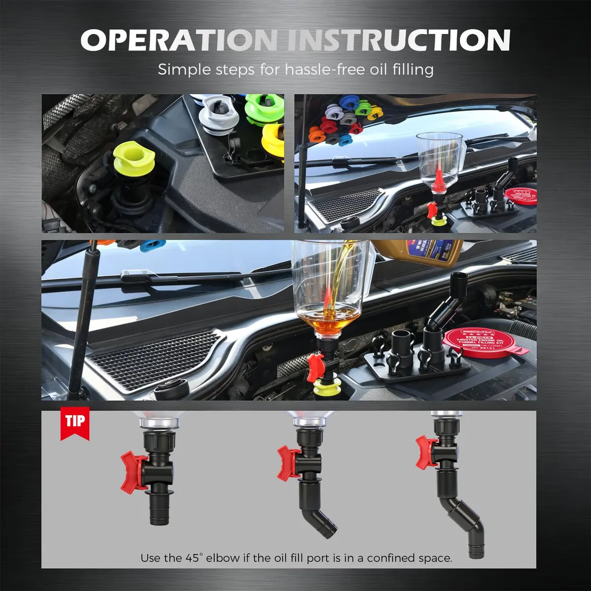SEDY 22-Piece Engine Oil Funnel Kit with Magnetic Base & 1.59 QT No-Spill Funnel | Hands-Free Oil Filling for Cars & Motorcycles - view 6