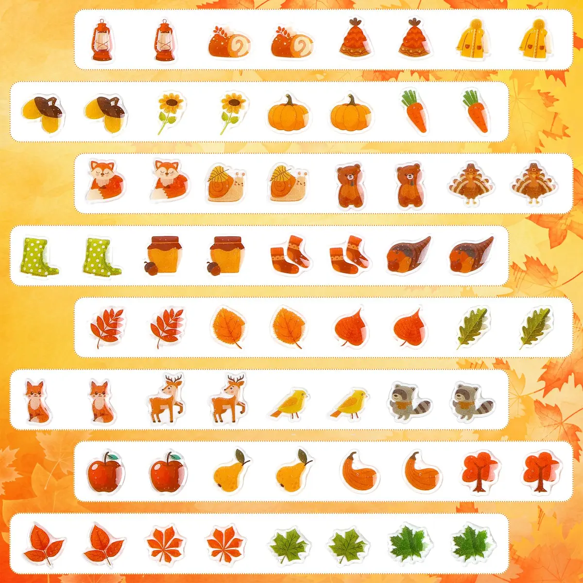 AUGSUN 240 Pcs Fall Thanksgiving Stick on Earrings | 8mm Multicolor Cartoon Pattern - view 4