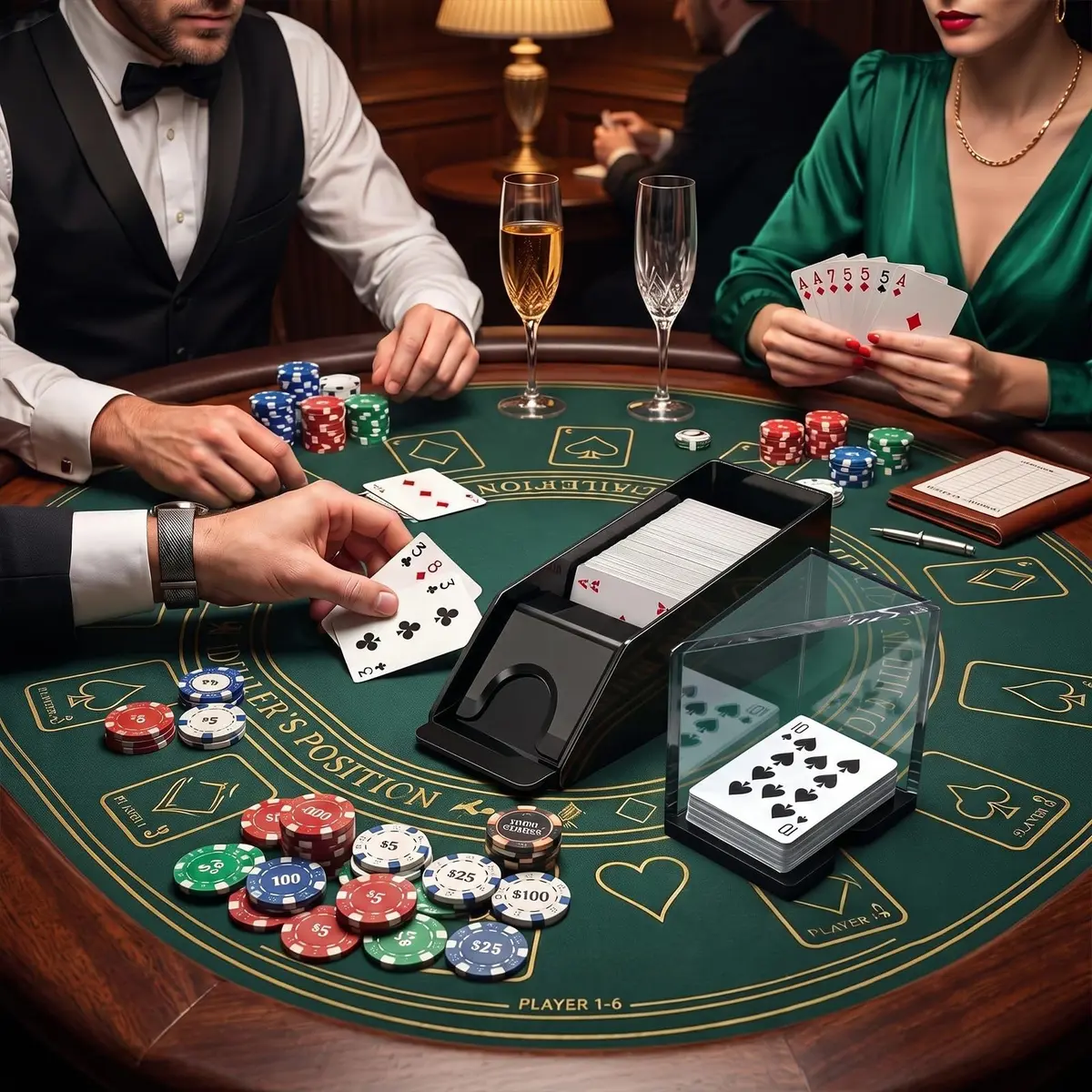Honoson Blackjack Shoe and Discard Tray Set 6 Deck Acrylic | Casino Game Accessory - view 5