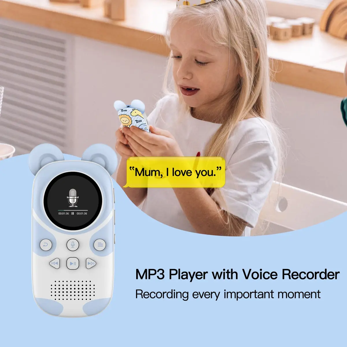 RUIZU Cute Panda MP3 Player for Kids 32GB | Bluetooth 5.3, Built-in Speaker, 100-Hour Battery - view 5