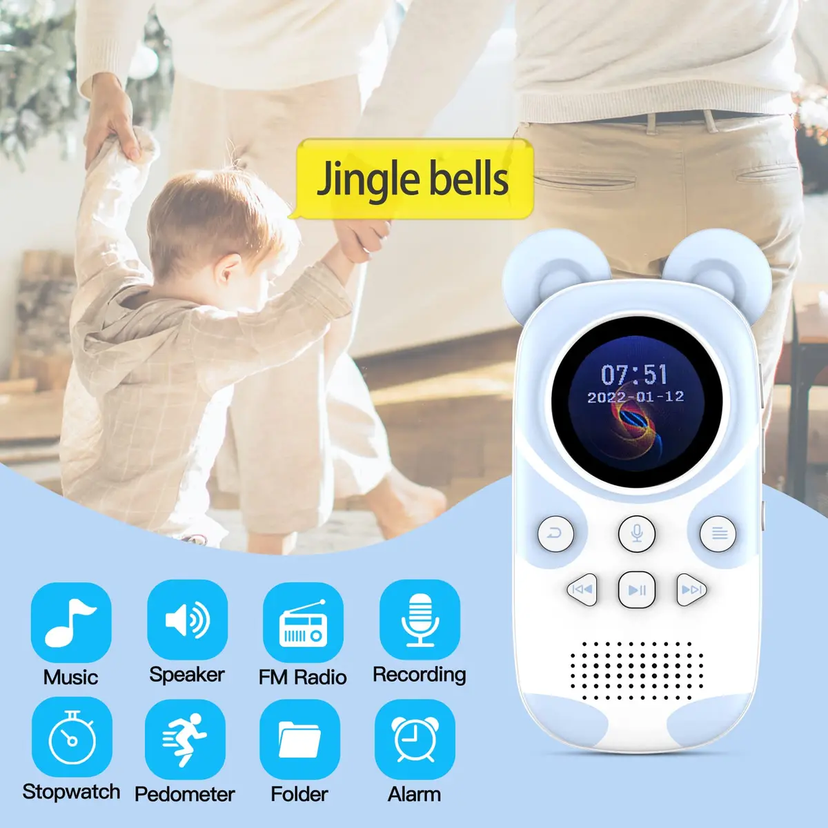 RUIZU Cute Panda MP3 Player for Kids 32GB | Bluetooth 5.3, Built-in Speaker, 100-Hour Battery - view 7