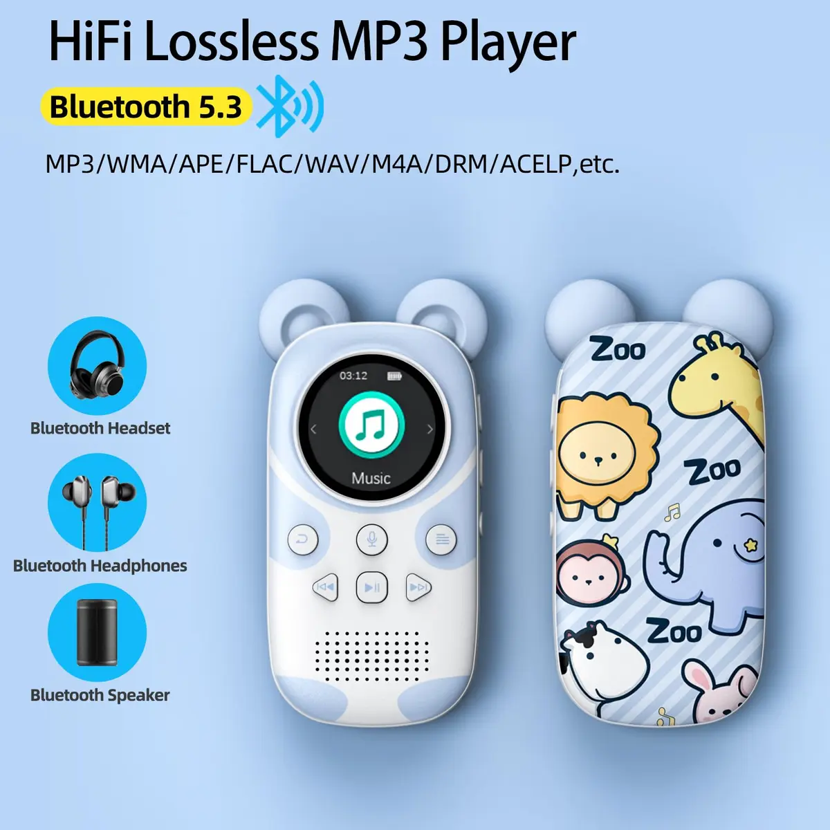 RUIZU Cute Panda MP3 Player for Kids 32GB | Bluetooth 5.3, Built-in Speaker, 100-Hour Battery - view 3