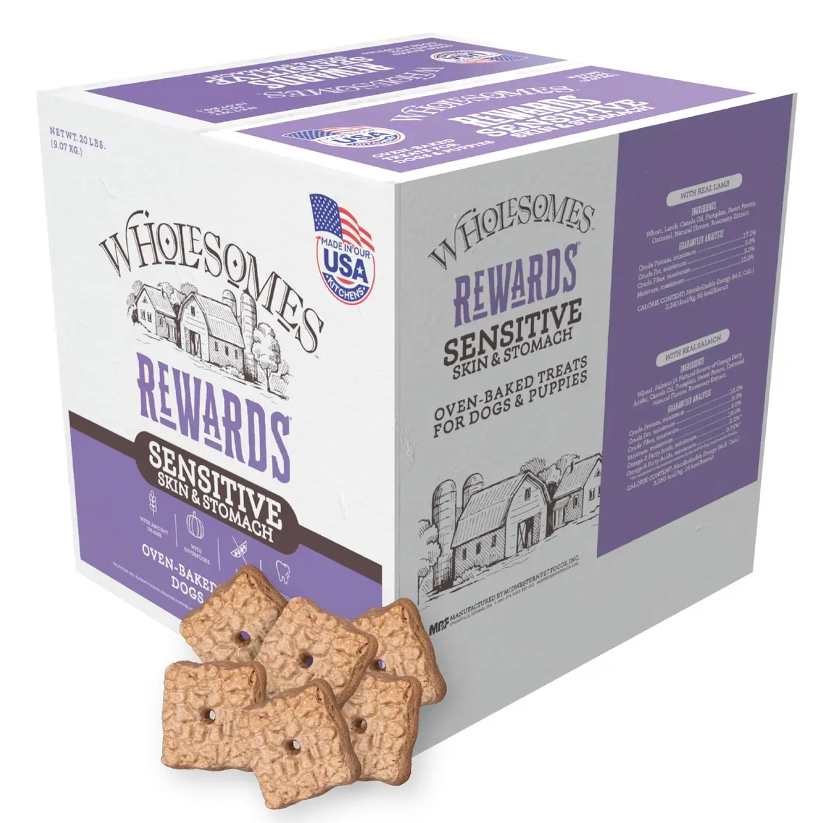 Wholesomes Rewards Salmon Dog Biscuits 20 lb | Sensitive Skin & Stomach Support - main product image