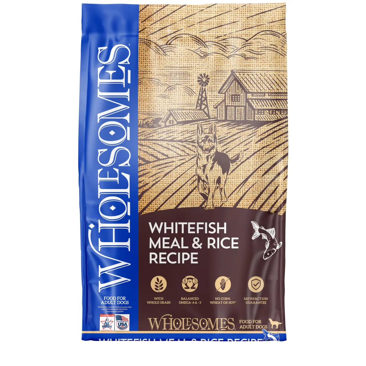 Wholesomes Whitefish Meal & Rice Adult Dry Dog Food 12 lb Bag | Supports Skin & Digestion - main product image