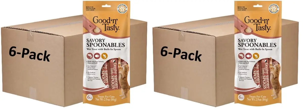 Good ‘N’ Tasty Savory Spoonables with Salmon, Tuna & Krill | Triple Flavor Wet Treats for Cats - main product image