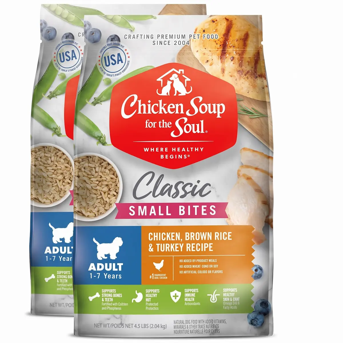 Chicken Soup for the Soul Natural Small Bites Adult Dog Food | Real Meat First Ingredient, No By-Products, Supports Gut & Immune Health, Chicken, Brown Rice & Turkey 4.5lb - main product image