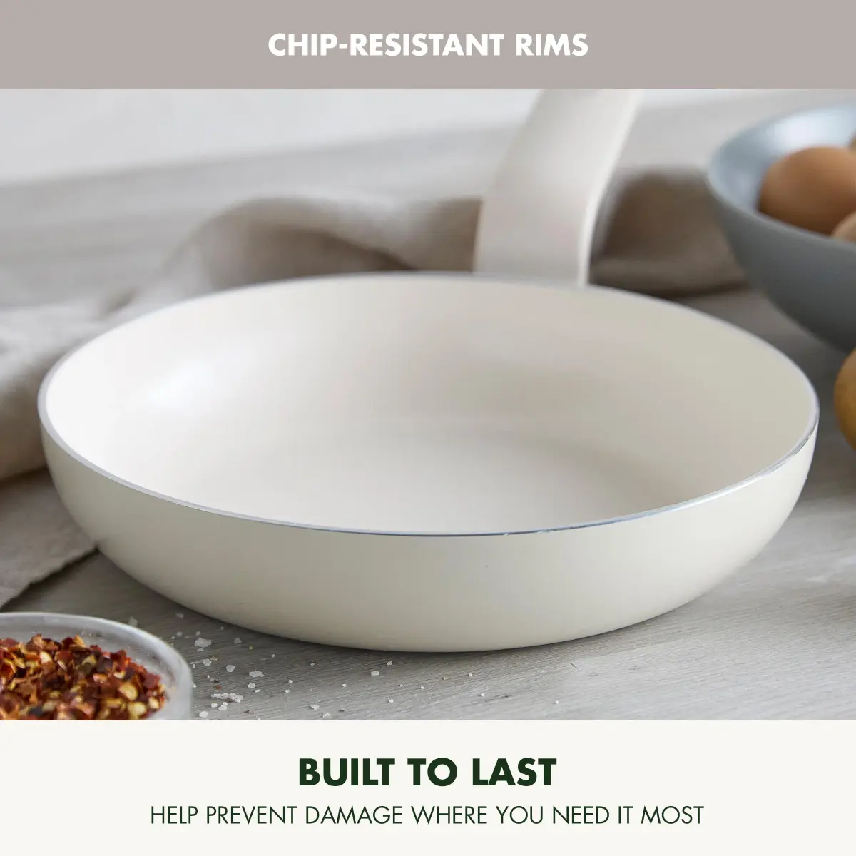 GreenPan Rio Advanced 8" Frying Pan Skillet, Ceramic Nonstick PFAS-Free, Induction Ready, Cream White | 20 cm Diameter - view 2