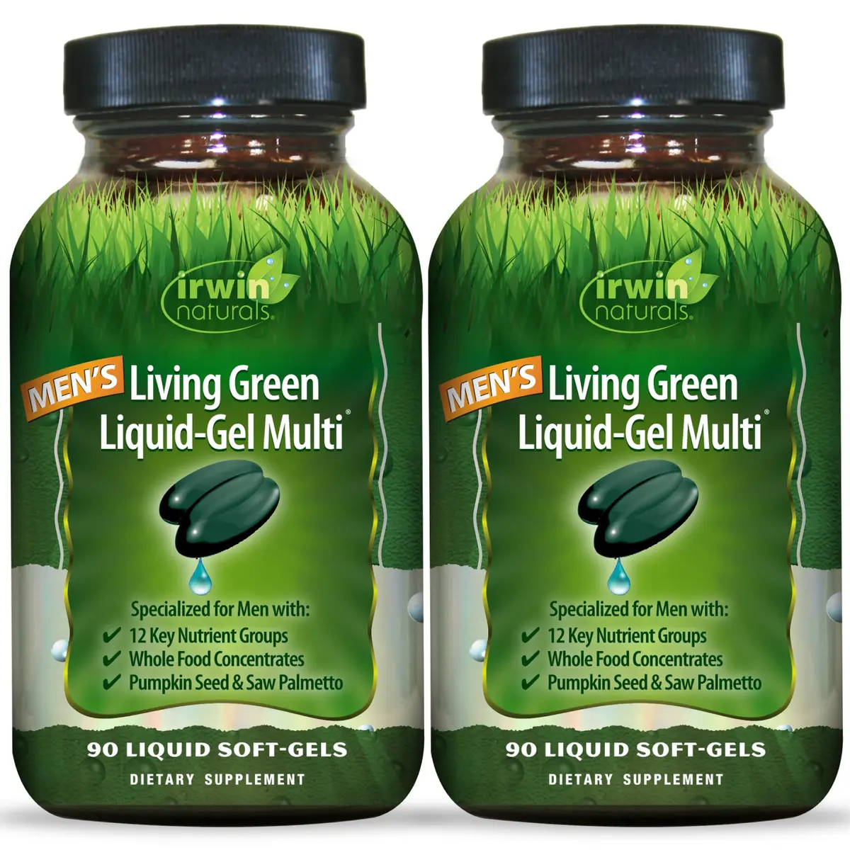 Irwin Naturals Men's Living Green Daily Multivitamin | 90 Softgels 2-Pack - main product image
