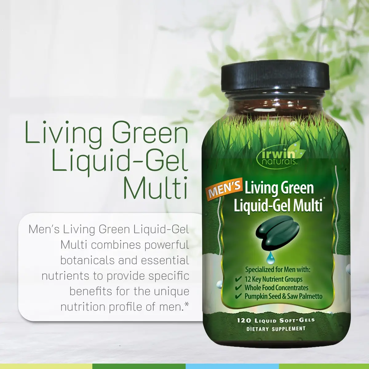 Irwin Naturals Men's Living Green Daily Multivitamin | 90 Softgels 2-Pack - view 5
