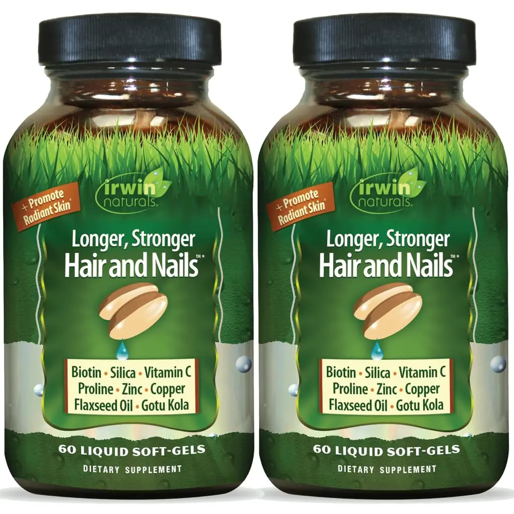 Irwin Naturals Longer, Stronger Hair & Nails 60 Softgels | Advanced Beauty Nutrition Support - main product image