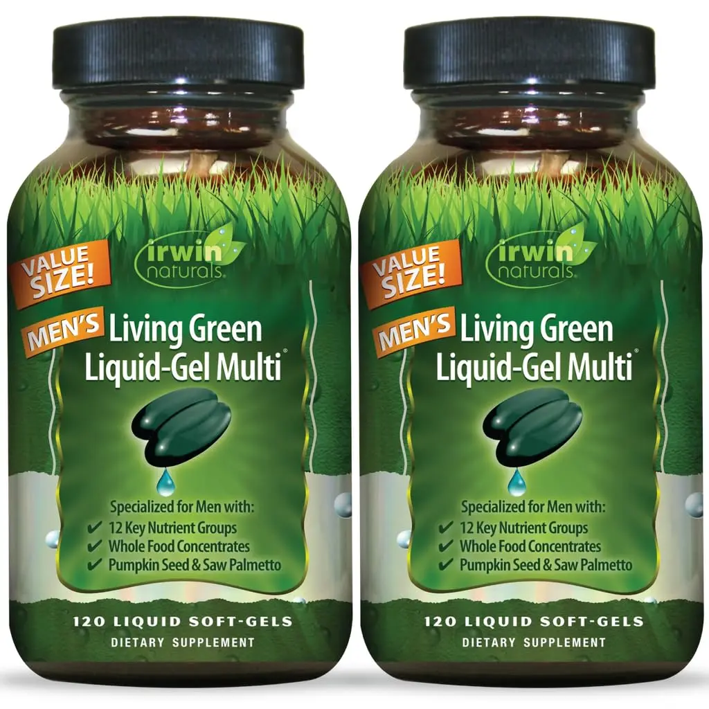 Irwin Naturals Men's Living Green Daily Multivitamin 120 Soft-Gels (2 Pack) | Supports Energy & Vitality - main product image