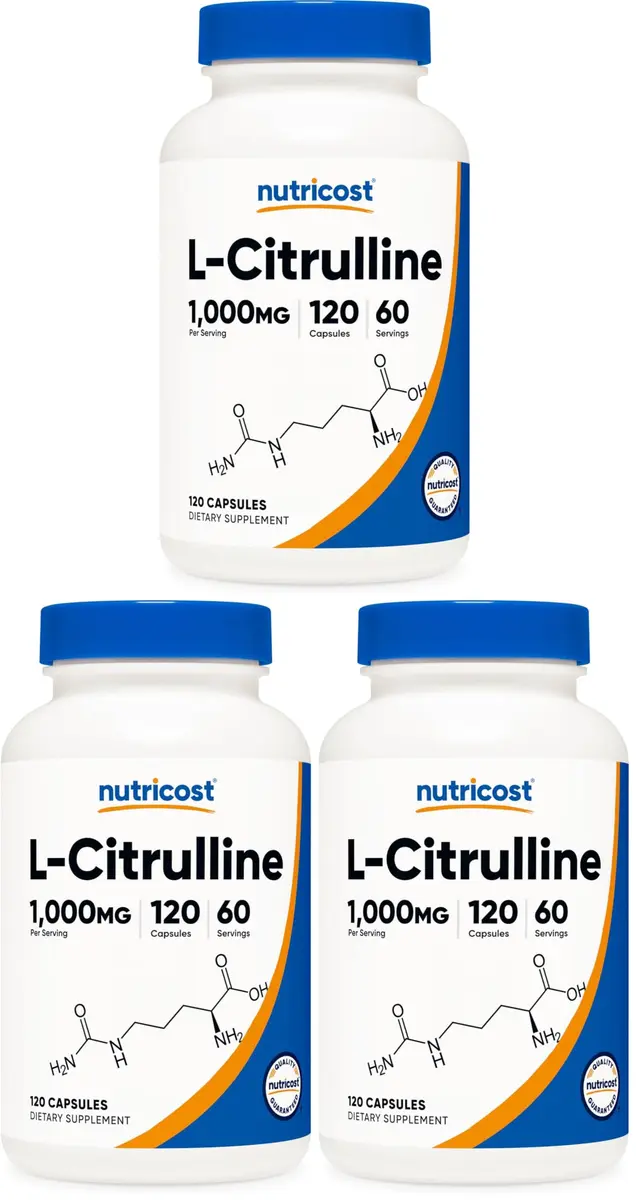 Nutricost L-Citrulline 500mg | Gluten Free, Non-GMO, 120 Capsules Pack of 3 - main product image