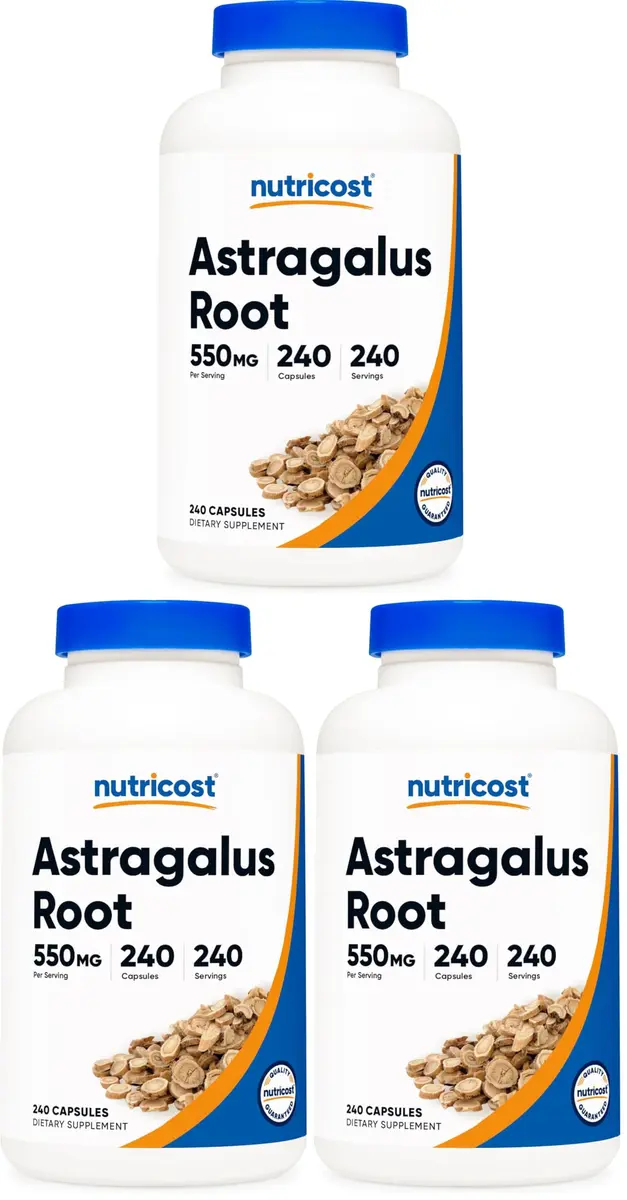 Nutricost Astragalus Capsules 550mg 240 Count (Pack of 3) | 550mg Herbal Supplement - main product image