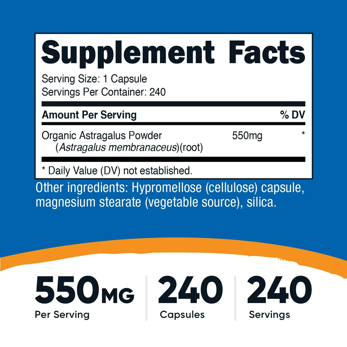 Nutricost Astragalus Capsules 550mg 240 Count (Pack of 3) | 550mg Herbal Supplement - view 2