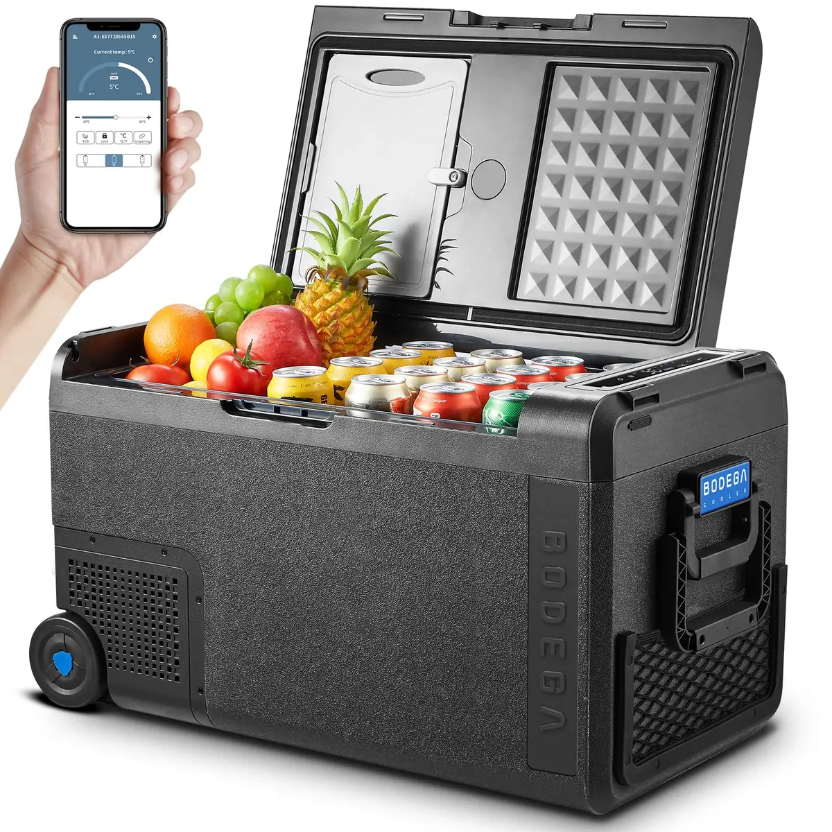 BODEGA 12V Car Refrigerator 41QT | Portable Freezer with APP Control, -4℉ to 68℉, Wheels, 38.8L - main product image