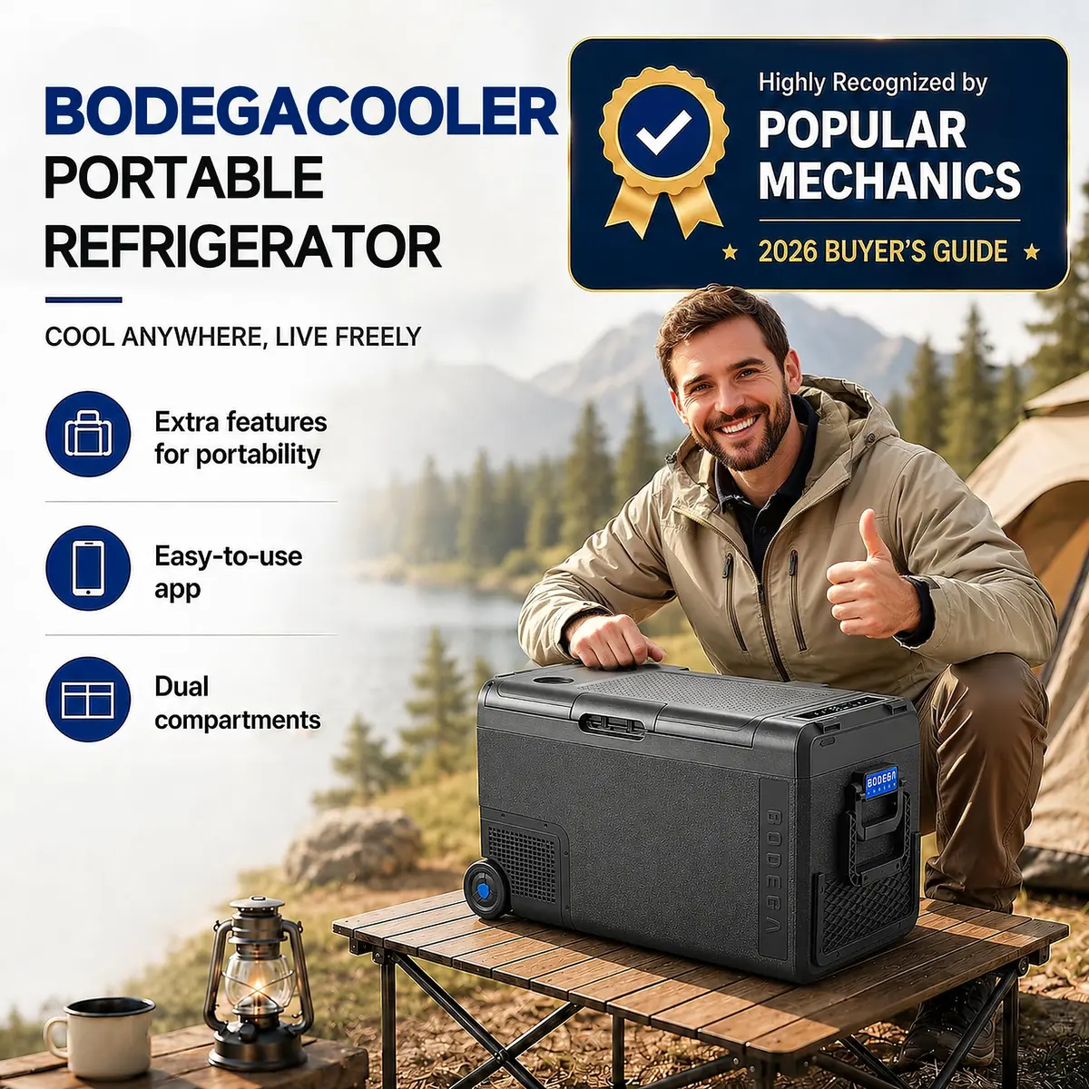 BODEGA 12V Car Refrigerator 41QT | Portable Freezer with APP Control, -4℉ to 68℉, Wheels, 38.8L - view 2
