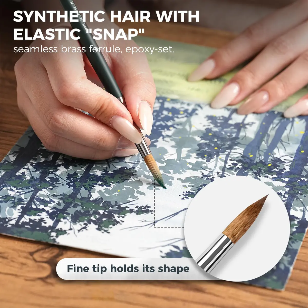 Fuumuui Watercolor Brush Set 10Pcs Synthetic Hair | Artist Paint Brushes for Watercolor, Gouache, Ink - view 8
