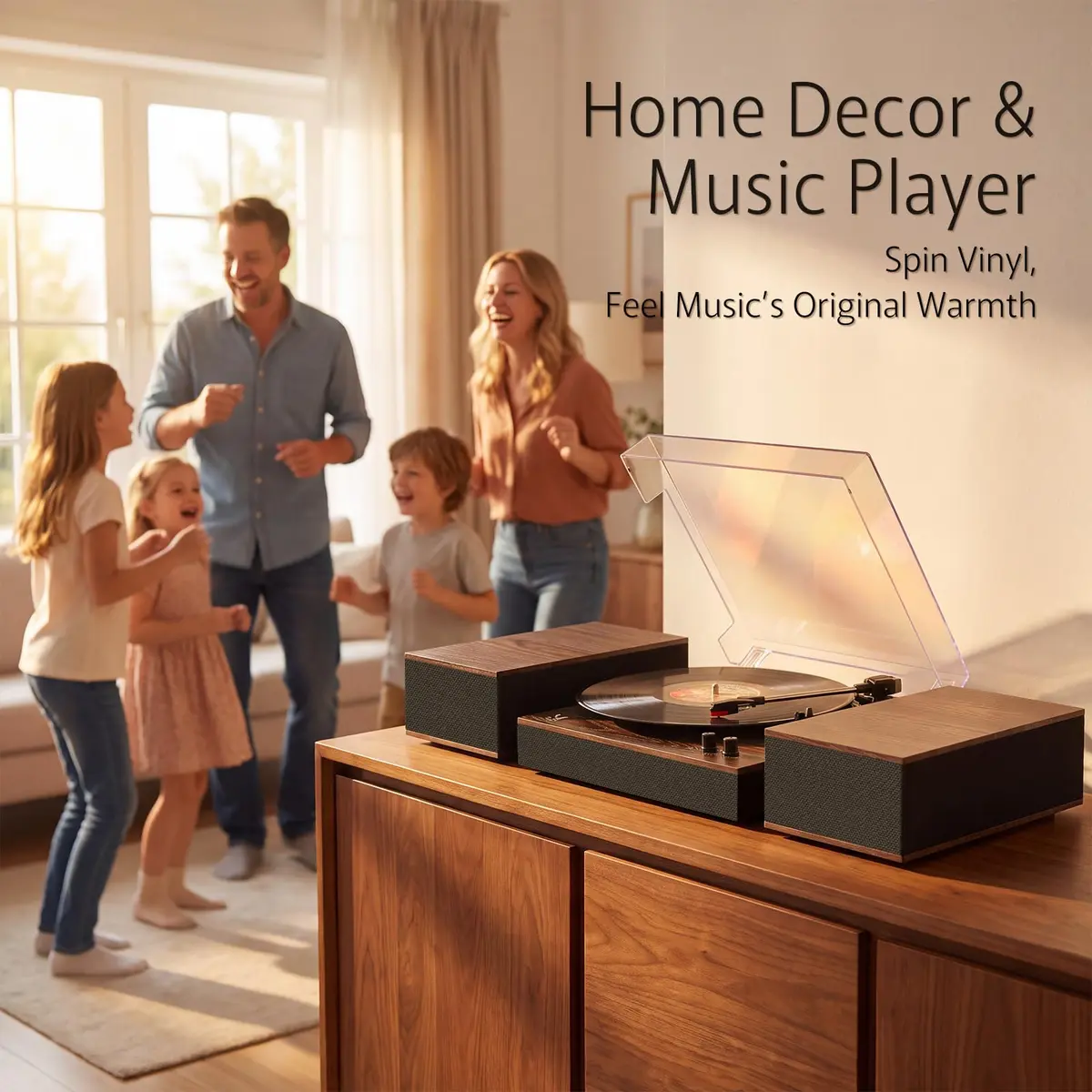 M MUSIC PUBLIC KINGDOM Bluetooth Record Player Turntable 3-Speed Belt-Drive Vinyl System with Bookshelf Speakers | Wireless & Auto-Stop - view 6