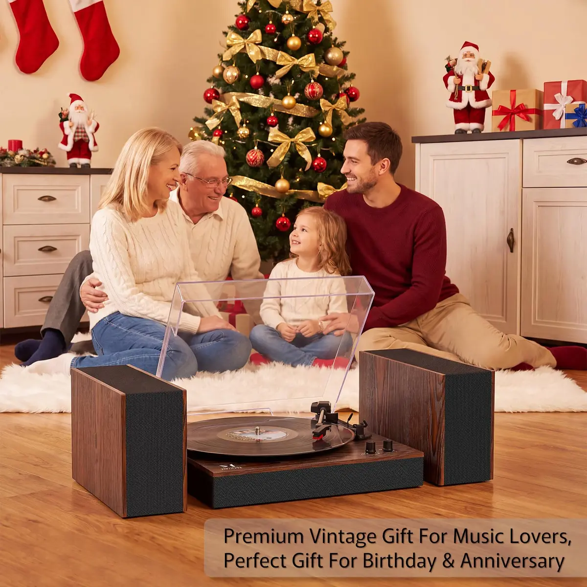 M MUSIC PUBLIC KINGDOM Bluetooth Record Player Turntable 3-Speed Belt-Drive Vinyl System with Bookshelf Speakers | Wireless & Auto-Stop - view 7