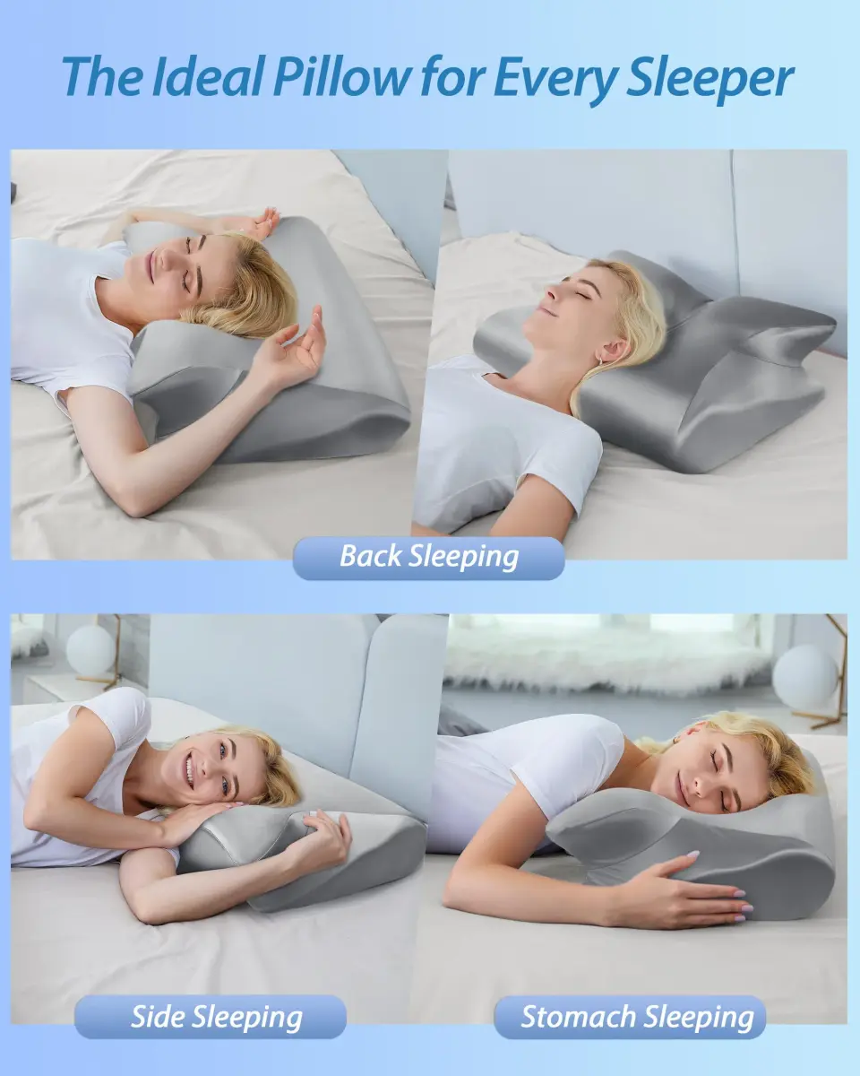 HOMCA 2 in 1 Cervical Pillow 23.6 x 15.7 x 4.7/5.6 inches | CertiPUR-US Certified Memory Foam for Neck Pain Relief - view 7