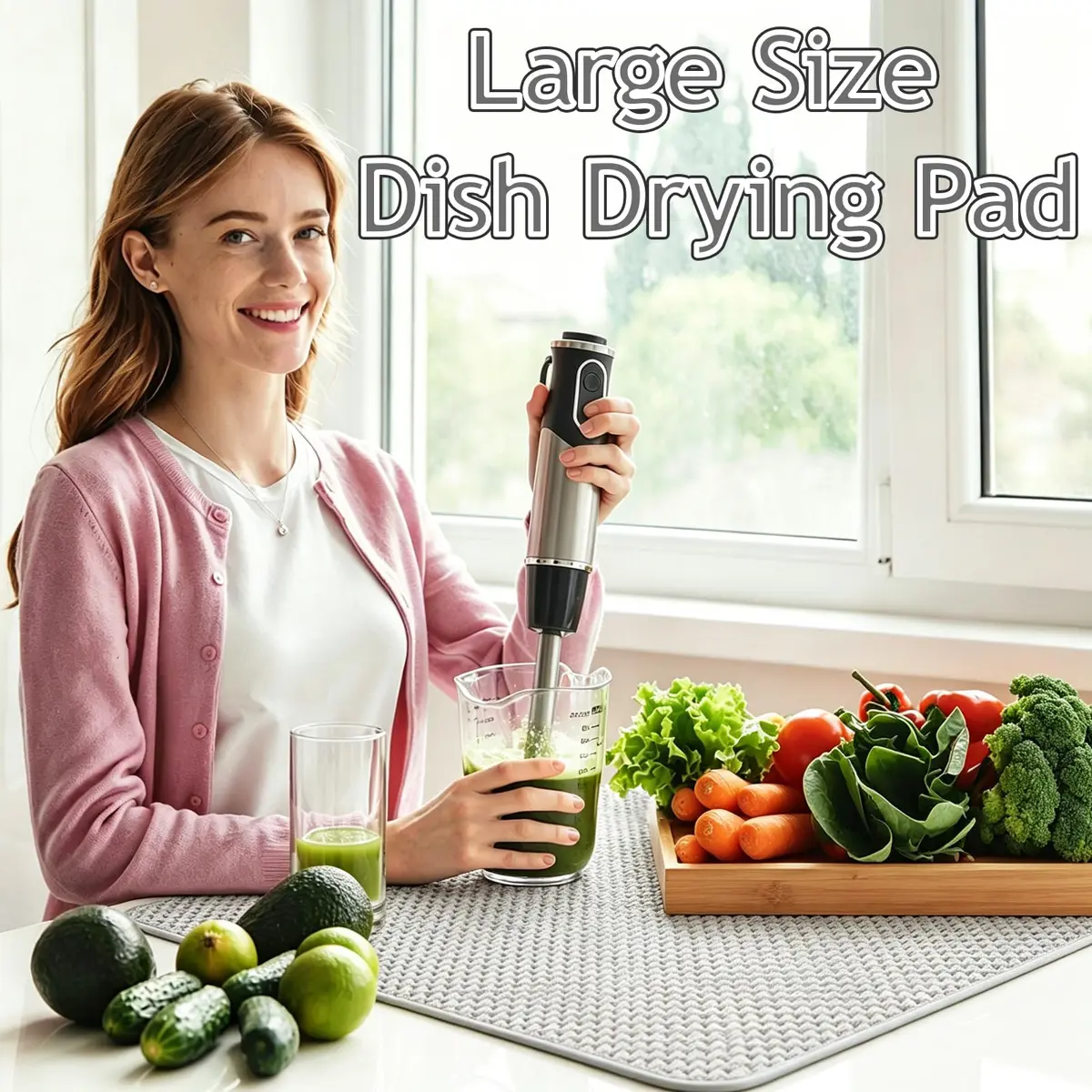 Meirrnyyu Microfiber Dish Drying Mat 30x24 inch | Large Absorbent Kitchen Pad for Countertops & Sinks - view 7