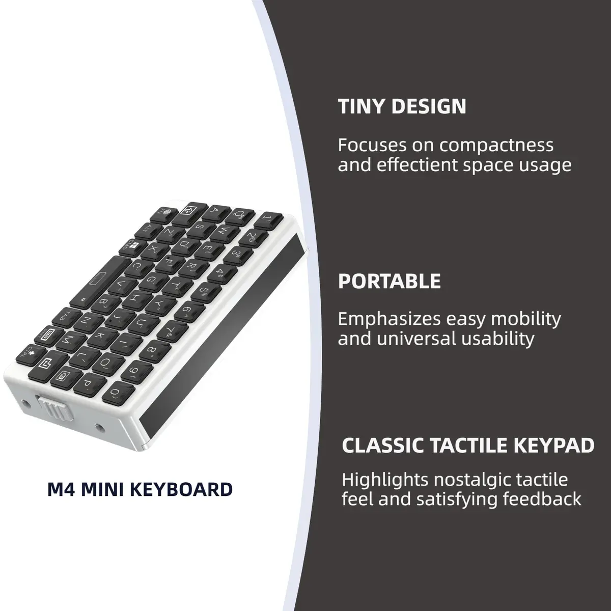 EXknight Mini Bluetooth Keyboard - Retro Clicky Style, White & Black | Portable Wireless Keyboard for Phone, iPad, Tablet, Laptop - view 3