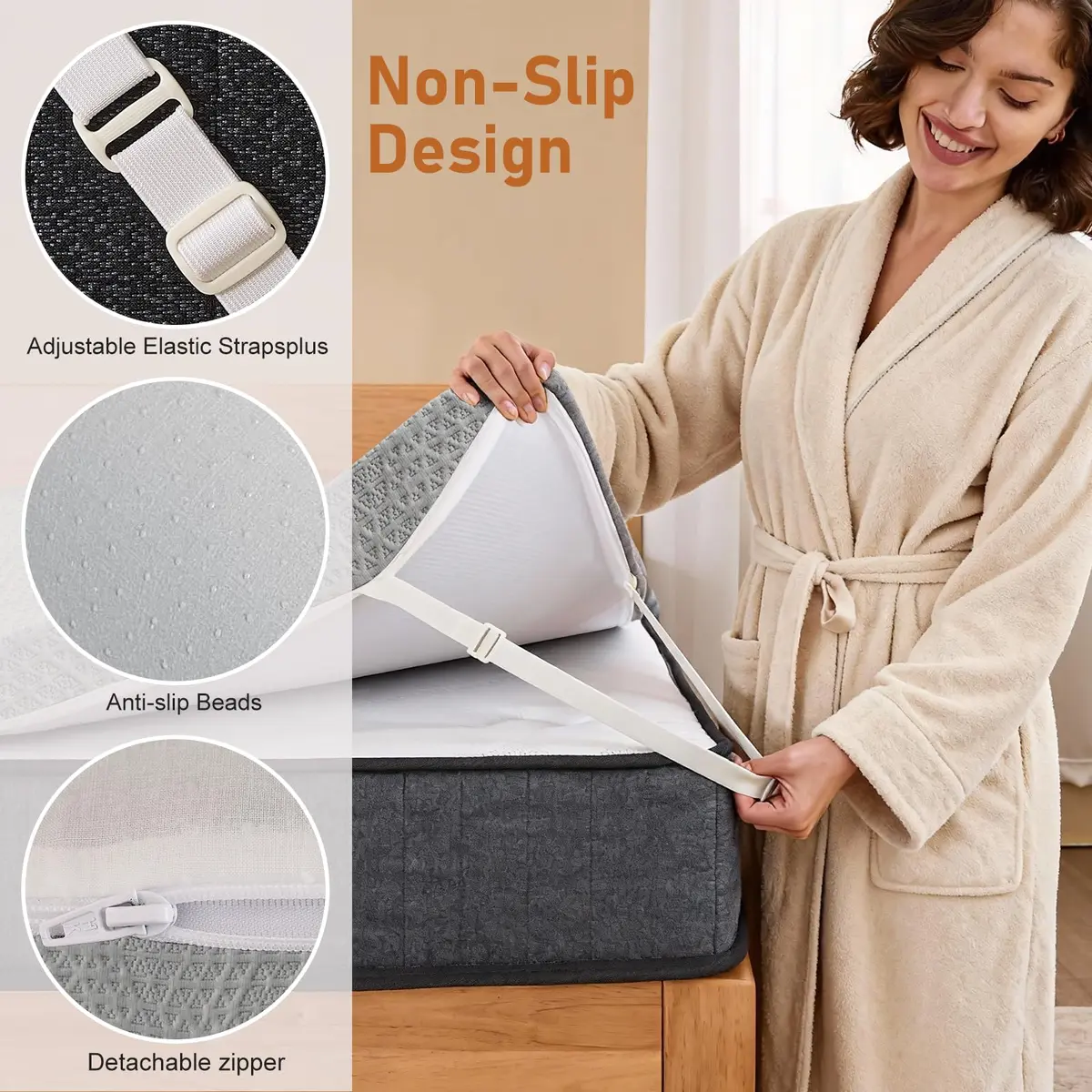DP DAXPOO Firm Mattress Topper Twin 3-Inch | High Density Bamboo Foam for Back Pain Relief - view 6