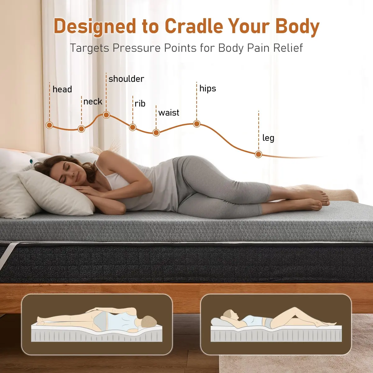 DP DAXPOO Firm Mattress Topper Twin 3-Inch | High Density Bamboo Foam for Back Pain Relief - view 4