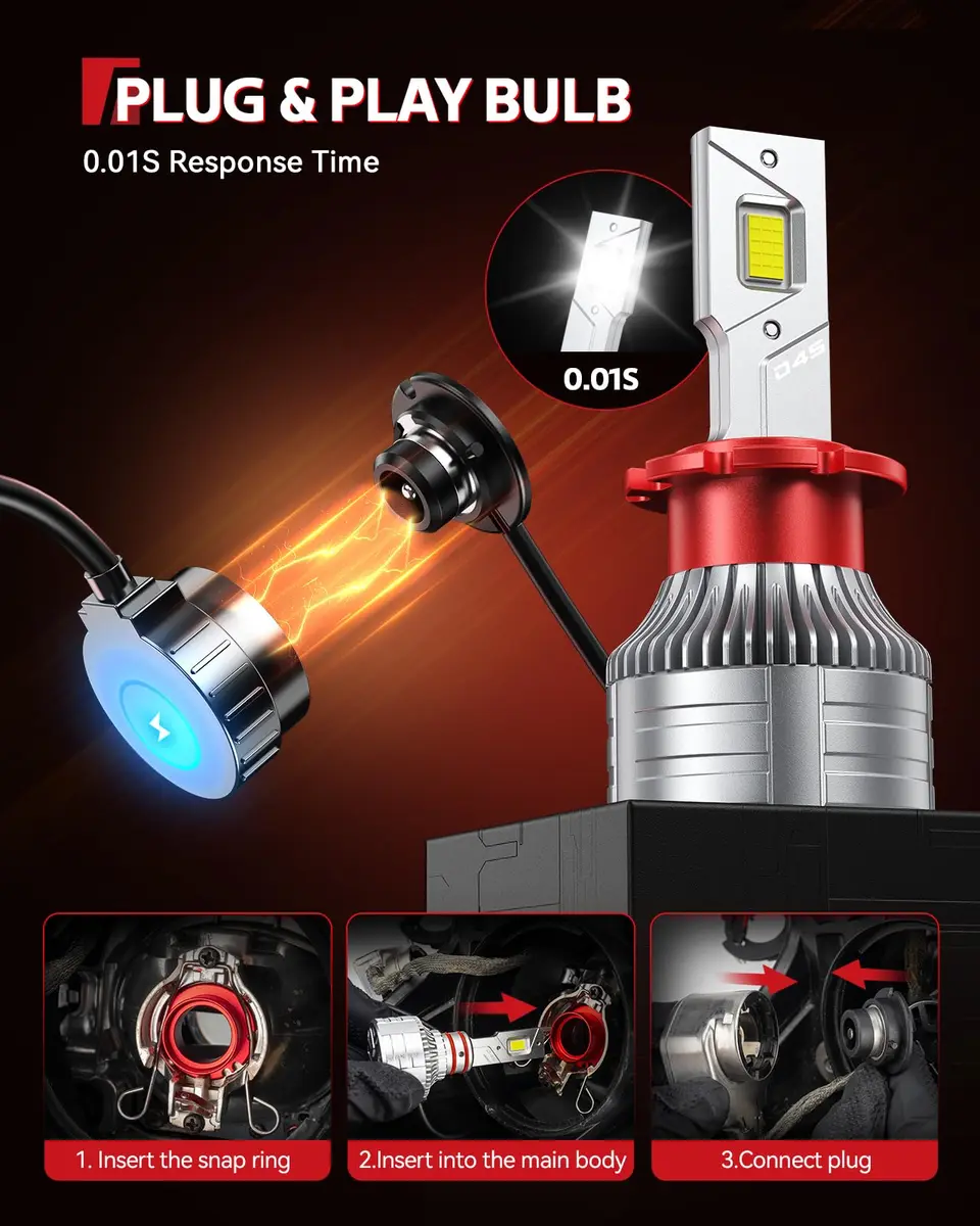 Torchbeam D4S HID Xenon Headlight Bulbs 6000K Cool White 60000LM Pack of 2 | Plug-and-Play HID System for Cars - view 8