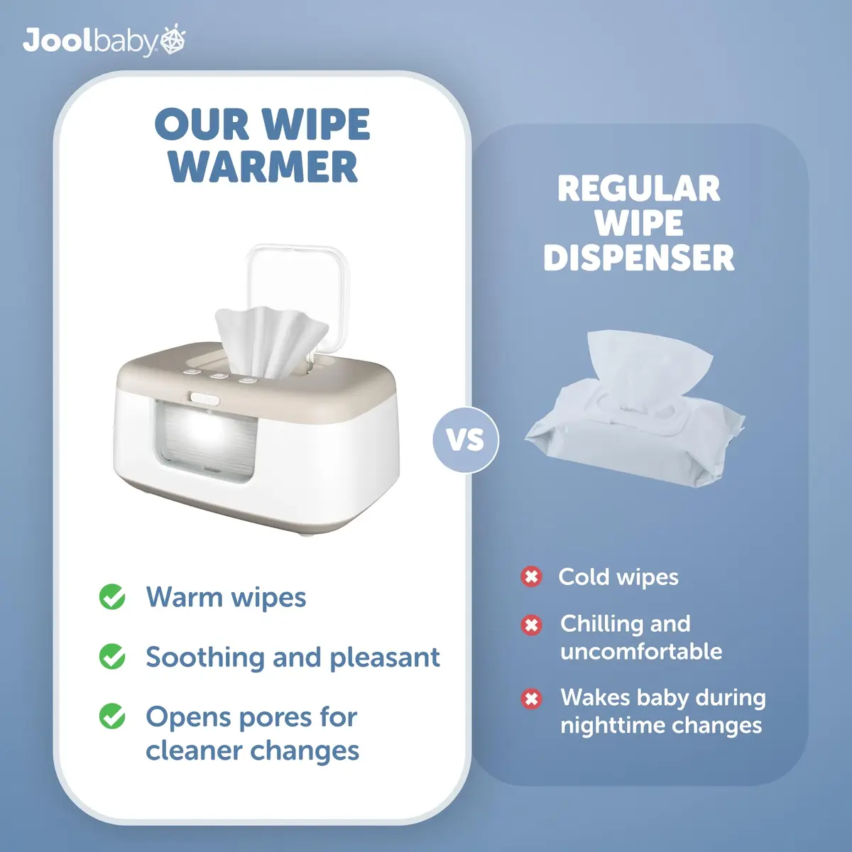 Jool Baby TinyBums Baby Wipe Warmer & Dispenser with LED Changing Light & On/Off Switch (Oatmeal) | Safe Warmth for Diaper Changes - view 5