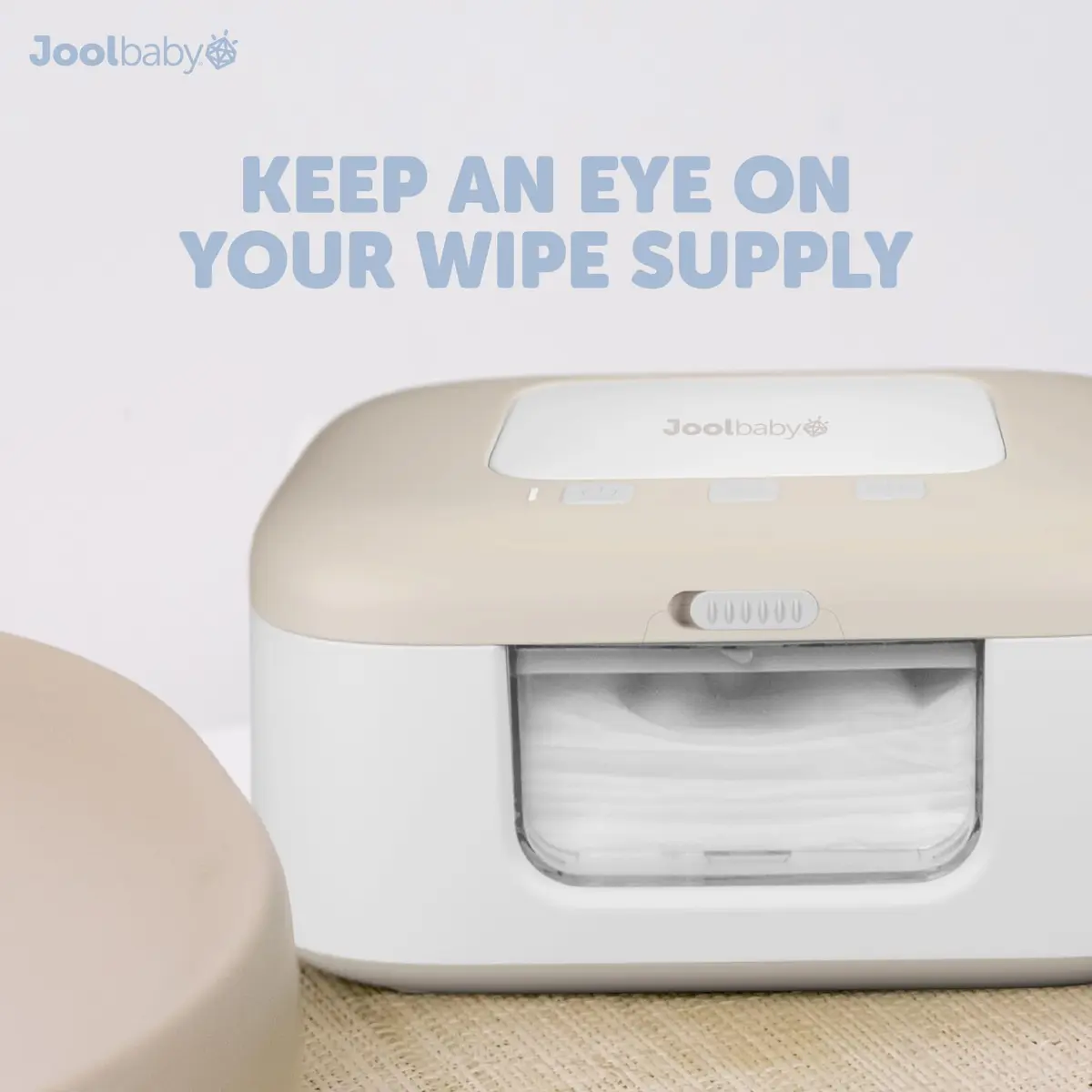 Jool Baby TinyBums Baby Wipe Warmer & Dispenser with LED Changing Light & On/Off Switch (Oatmeal) | Safe Warmth for Diaper Changes - view 7