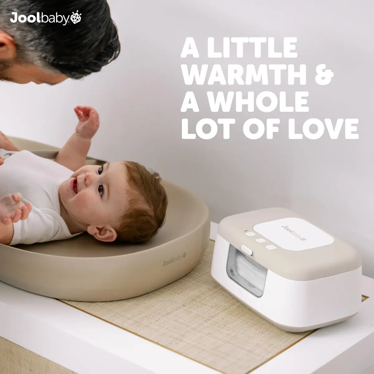 Jool Baby TinyBums Baby Wipe Warmer & Dispenser with LED Changing Light & On/Off Switch (Oatmeal) | Safe Warmth for Diaper Changes - view 2