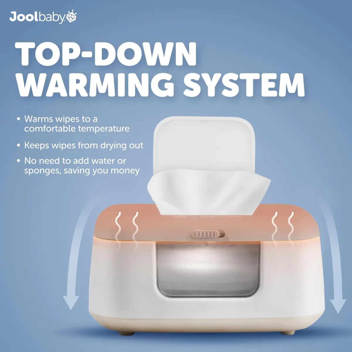 Jool Baby TinyBums Baby Wipe Warmer & Dispenser with LED Changing Light & On/Off Switch (Oatmeal) | Safe Warmth for Diaper Changes - view 4