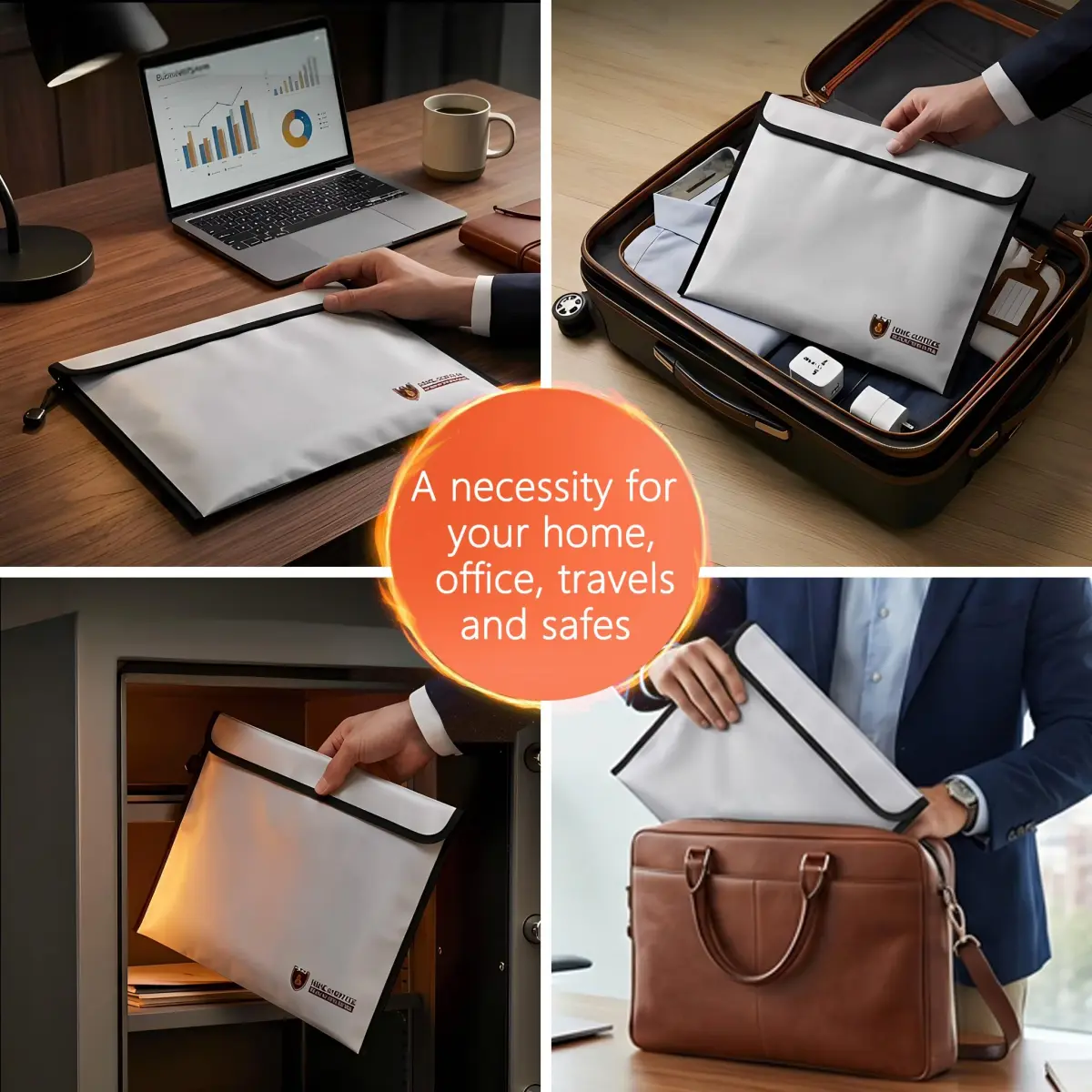 Geban Fireproof Document Bag 15'' x 11'' (2 Pack, Silver) | Waterproof & Heat-Resistant for Valuables - view 4