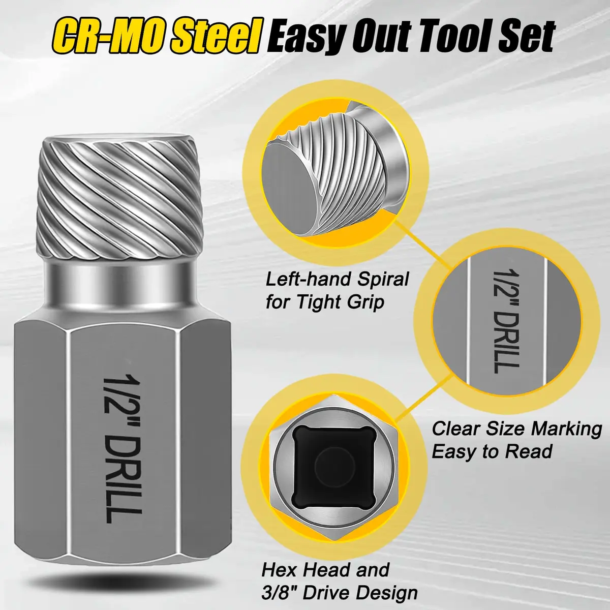 Topec 15-Piece Easy Out Screw Extractor Set 3/8'' Drive | Removes Broken, Rounded, Stripped Bolts & Screws - view 5