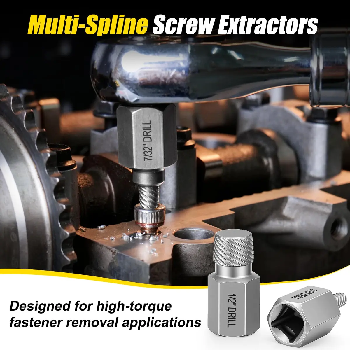 Topec 15-Piece Easy Out Screw Extractor Set 3/8'' Drive | Removes Broken, Rounded, Stripped Bolts & Screws - view 2