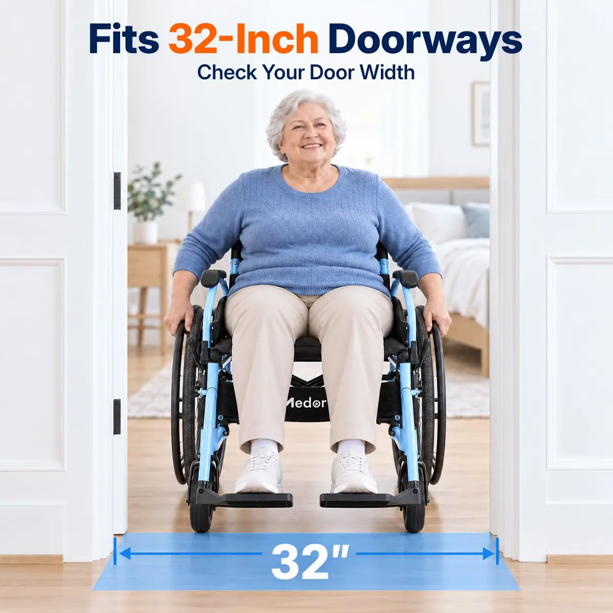 Medorol Wheelchairs for Adults 22 Inch Wide Seat | Heavy Duty 400 lbs Capacity, Foldable, Self-Propelled with Hand Brakes - view 6