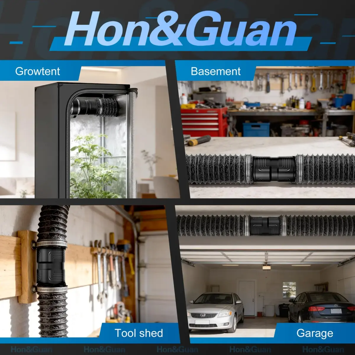 Hon&Guan 4 Inch Inline Duct Fan with Speed Controller | 130 CFM, 6W Low Power, 18.3 cm (7.28 in.) Length - view 7