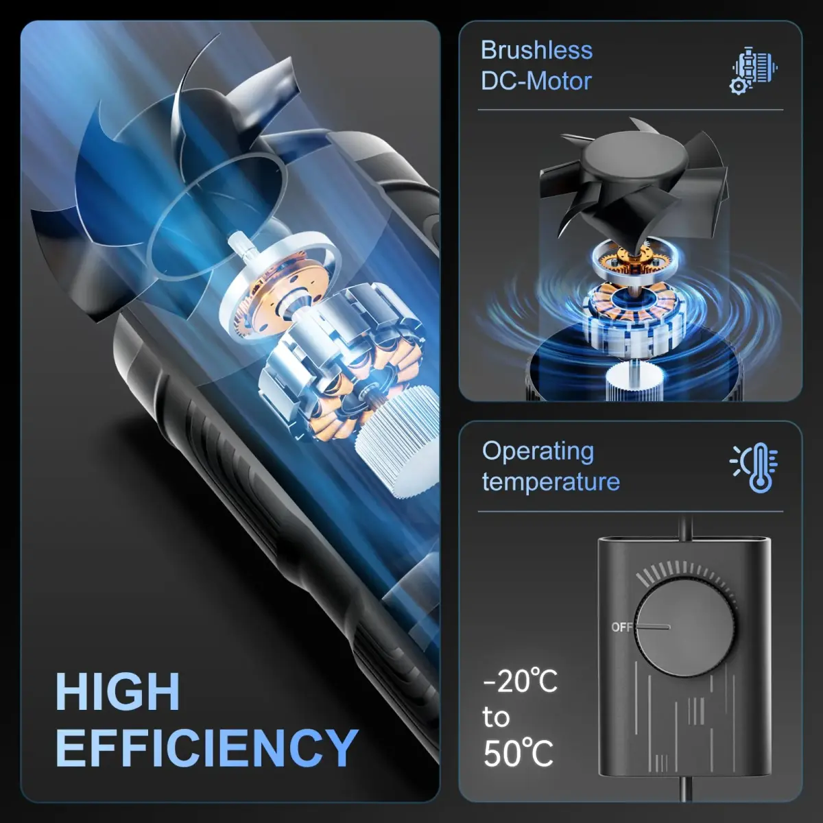 Hon&Guan 4 Inch Inline Duct Fan with Speed Controller | 130 CFM, 6W Low Power, 18.3 cm (7.28 in.) Length - view 2