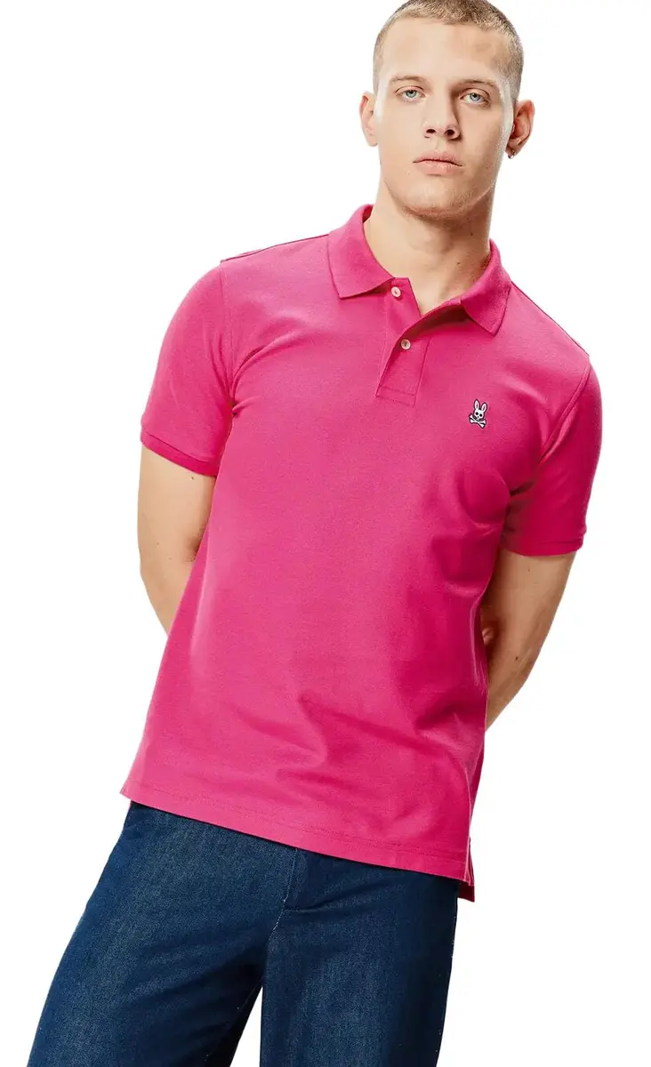 Psycho Bunny Classic Polo (Pink Yarrow, XS) | Regular Fit 100% Cotton Shirt for Boys - main product image