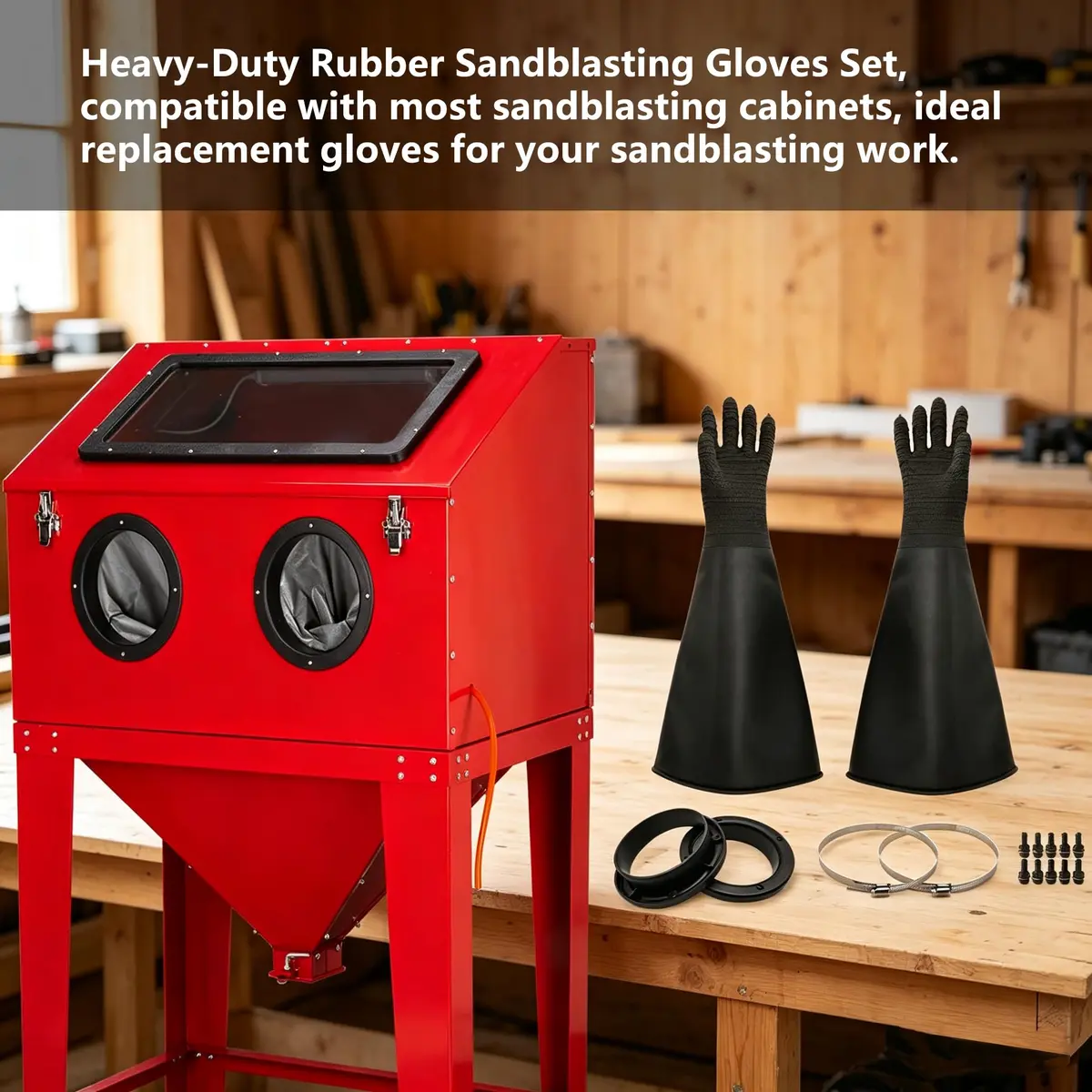 HOLDWIN Heavy Duty Sandblasting Gloves Set Rubber Gloves | 24.8" Impact-Resistant, Wear-Resistant, High-Pressure Durable (enables safe sandblasting) - view 5