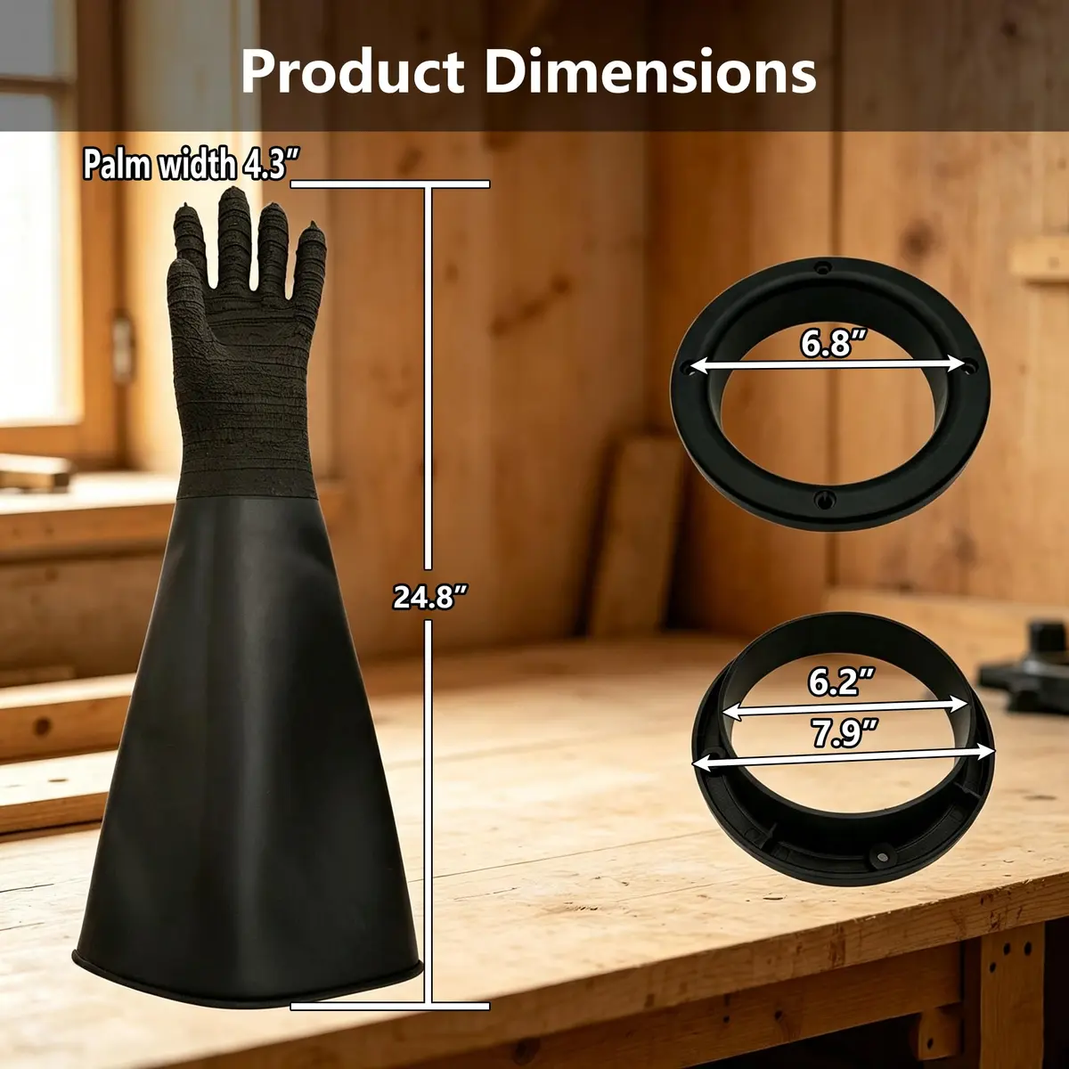 HOLDWIN Heavy Duty Sandblasting Gloves Set Rubber Gloves | 24.8" Impact-Resistant, Wear-Resistant, High-Pressure Durable (enables safe sandblasting) - view 3